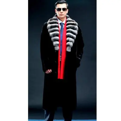 Mens Winter Velvet Collar Faux Fur Coat Single-breasted Overcoats Casual Loose  • $96.39