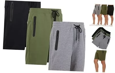  Mens 3 Pk French Terry Cotton Casual Gym Shorts For Men Athletic Large Group E • $55.52