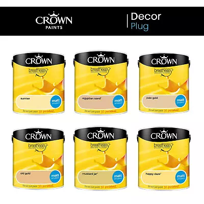 Crown Breatheasy Range Of Yellow Matt Emulsion Paint 2.5Litre Various Colours • £23.99