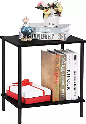 2 Tier BookcaseNarrow Bookshelf For Small SpacesWood And Metal Book Shelf Stor • $33.73