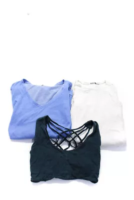Zara Forever 21 Womens Ribbed Tee Shirts Crop Top Blue White Medium Large Lot 3 • $2.99