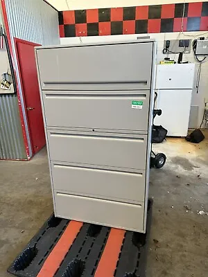 DURABLE Haworth 5 Drawer Metal Filing Cabinet 62”x18”x36” Clean Smooth Sliding • $225