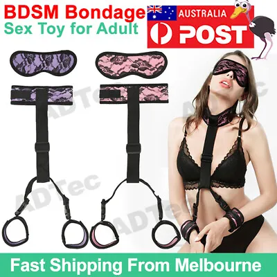 BDSM Lace Collar Handcuffs Back Blindfold Bondage Kit Fetish Restraints Sex Toy • $18.99