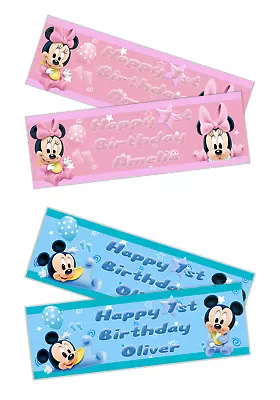 Personalised Mickey Minnie Banners Birthday / Celebration  - Any Name & Age X 2 • $9.32