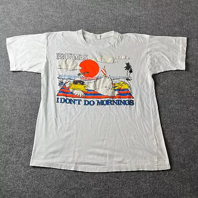 Vtg Bahamas I Dont Do Mornings Single Stitch Tshirt Mens L 1980s 80s White • $22.94