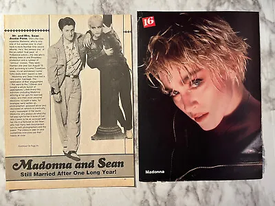 Madonna Pinup & Clipping From 80’s Teen Magazine. Ft Sean Penn. • $5