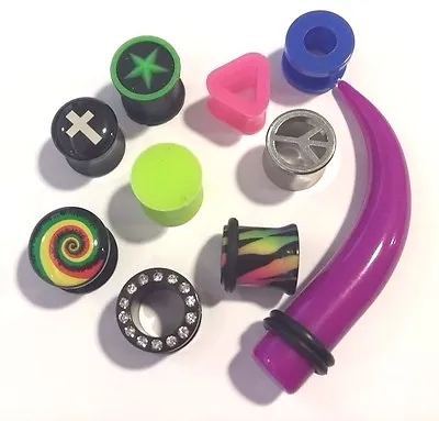 Pack Of 10 Assorted Stretchers Plugs Tapers Metal Rubber Acrylic Choose Your MM • £2.99