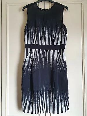 £15 • Buy COAST Ladies Mono Black White Round Neck Sleeveless Striped Dress UK8 