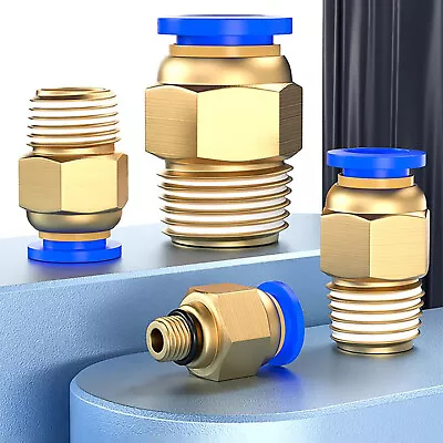 Pneumatic Push In Connector Fitting Thread Hose Fittings Pipe Quick Connectors • $165.65