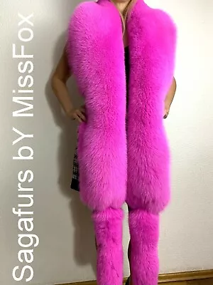 Real Shadow Blue Fox Fur Stole Sagafox Hot Pink. • $295