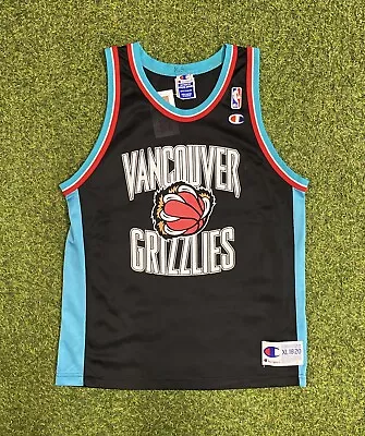 Vintage 90s Champion Vancouver Grizzlies Claw Logo Blank NBA Jersey Youth XL • $85