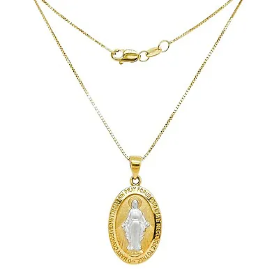 14k Gold Fancy Oval Milagrosa Virgen De Guadalupe/Miraculous Virgin Necklace 16  • $383.99