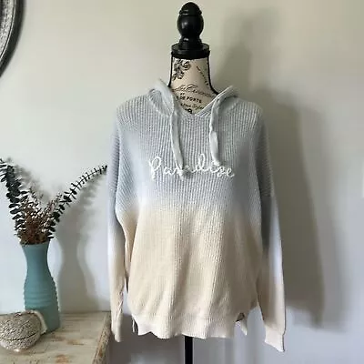 Vintage Havana Ombre Embroidered  Paradise  Knit Hoodie Women's Size L • $25
