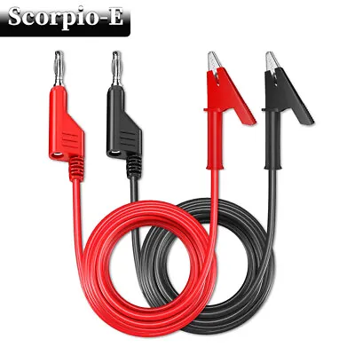 2PCS 4mm Stackable Banana Plug To Crocodile Alligator Clip Test Leads 1M Cable • $8.99
