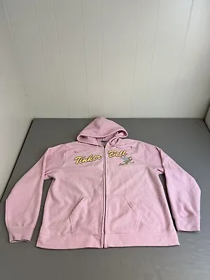 Vintage Disney Tinker Bell Zip Up Hoodie Womens L Pink Jacket Fleece Pockets • $19.95