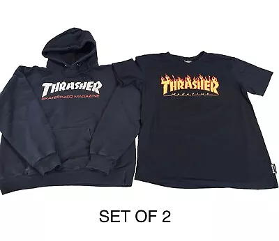 Set Of 2 Thrasher Magazine Hoodie Sweatshirt & T-Shirt Size Medium Skater • $39