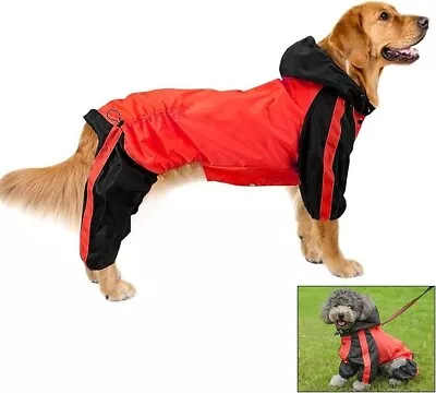 Dog Raincoats Waterproof Dog Hooded Raincoat Coat Rain Jacket For Dogs Size M • £6.71