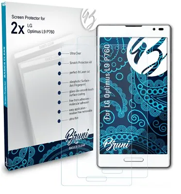 Bruni 2x Protective Film For LG Optimus L9 P760 Screen Protector • £9.69
