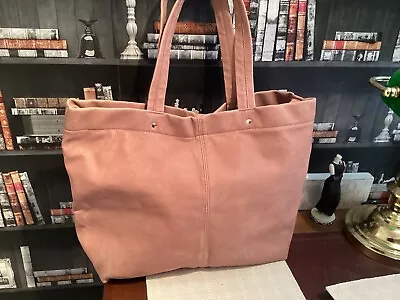 Tote Bag In PinkMagnetic Fastener With Zip Section Inside Holiday Shopping Etc • £4
