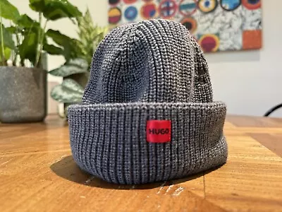 HUGO Mens Grey Beanie Hat • $25