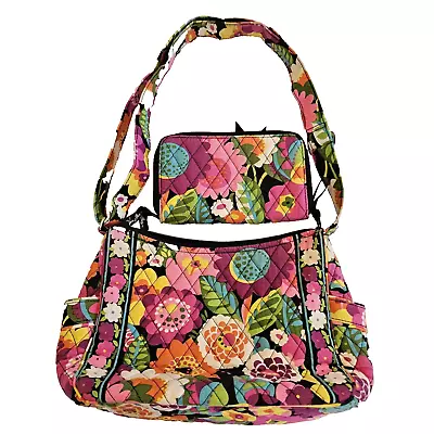 Vera Bradley Va Va Bloom Crossbody Purse And Matching Zippered Wallet • $28.85