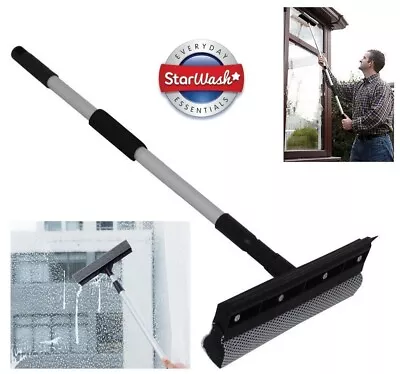 £6.89 • Buy Telescopic Window Cleaner Squeegee Wiper Glass Sponge Head Extendable 60-95cm