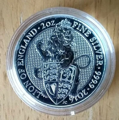 2oz Silver Queen Beast Lion Of England Bullion 999  Silver 20l6 Coin & Capsule  • £69