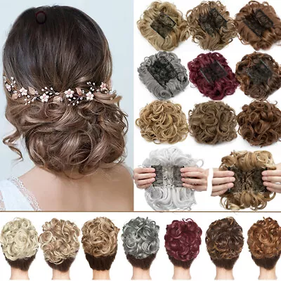 $12.45 • Buy THICK Chignon Messy Bun Updo Clip In Extensions Curly Hair Piece Real As Human
