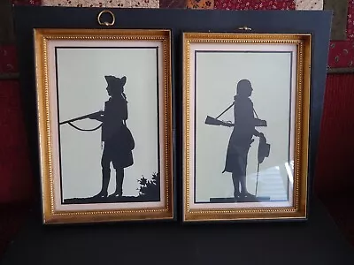 Two  Minutemen Silhouettes  Art Prints S-750 Series #1 & 2  9 By 13 Inch Frame • $25.95