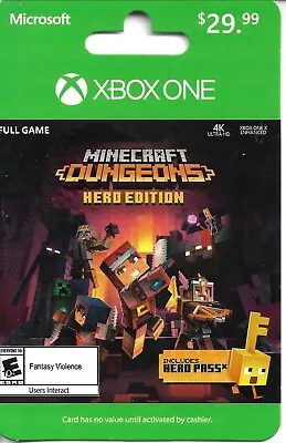 Microsoft XBOX ONE CARD MINDCRAFT DUNGEONS NERD EDITION   - NO VALUE ON CARD • $1.35