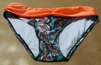 Women's Bikini Briefs-Size XL/12 Fluorescent Orange/Mint Green Print New No Tags • $2.48