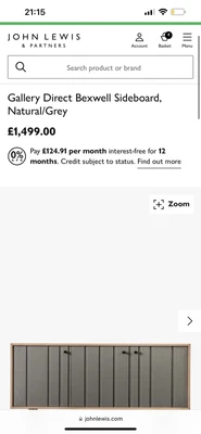 £1200 • Buy New John Lewis Bexwell Sideboard, Natural/Grey Rpr £1500 Free Delivery