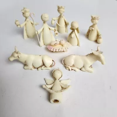 Vintage Sigillo Garanzia Creamy White Plastic Nativity Set 10 Pcs Marked Italy • $40