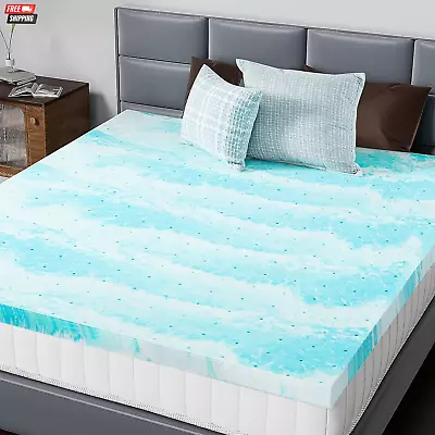 2 Inch Gel Memory Foam Mattress Topper Twin - Cooling Breathable Blue • $54.78