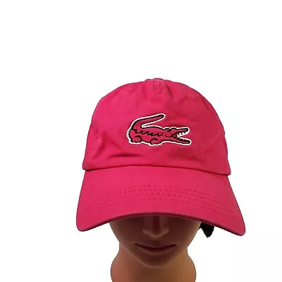 Lacoste Pink Oversized Crocodile Leather Strapback Hat  • $19.74