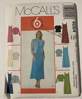 McCall's 4054 Jacket Shift Dress Maxi Cropped 12 14 16 18 Sewing Pattern Uncut • $7.28