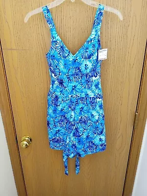 Vtg Maxine Of Hollywood Swimsuit Size 12 Women's Blue Skirted 1 Pc Nwot • $17