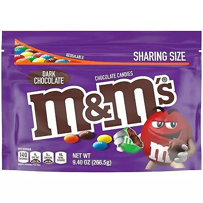 M&M'S Dark Chocolate Candy Sharing Size 9.4 Oz Resealable Candy Bag (Packaging • $5.45