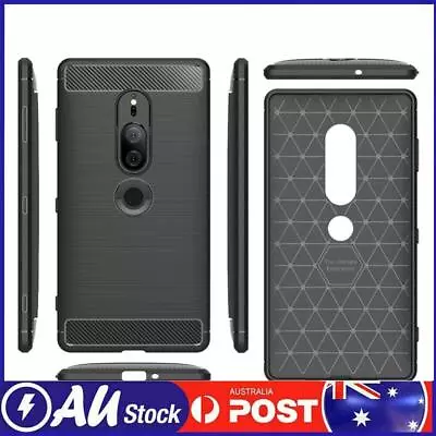 Soft TPU Carbon Fiber Phone Case Back Cover For XZ2 Premium (Black) • $8.19