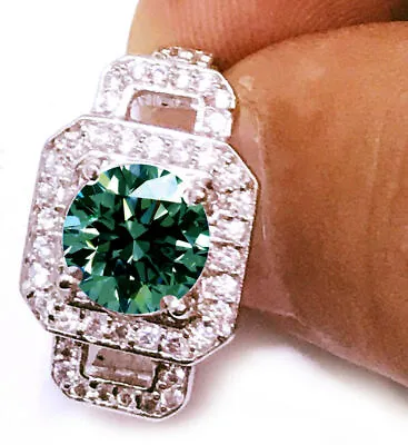 $1.40 • Buy 4.27 Ct Blue Round Moissanite Diamond Engagement Men's Ring 925 Silver Size 9