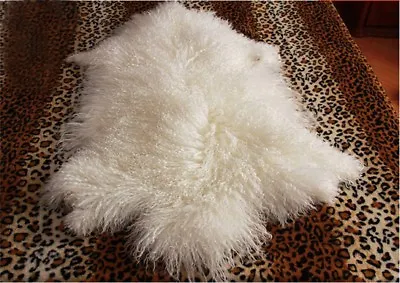 Real Mongolian Fur Throw Tibetan Lambskin Rug Hide Pelt Curl Hair Carpet 2'X3.3' • $63.64