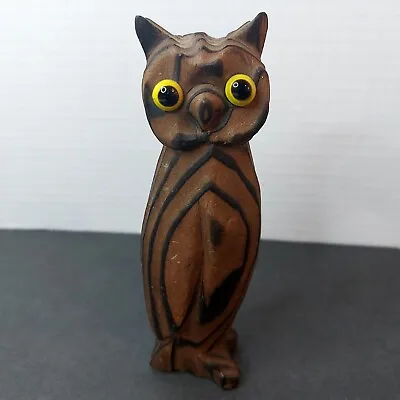 VTG Mid-Century Handcarved 5.75  T Wooden Owl By Wony Made In Japan • $15
