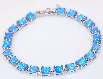 Hawaii Blue Opal Square Bracelet 925 Sterling Sliver Jewelry For Women Girls • $22.21