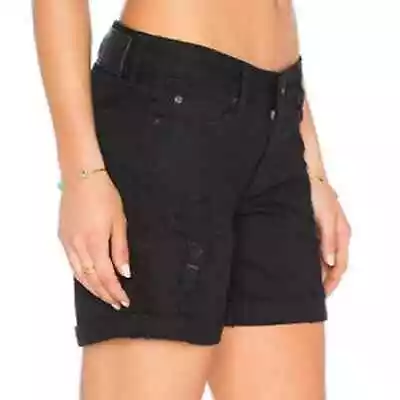 DL1961 Karlie Distressed Black Mid Rise Denim Boyfriend Shorts 27 • $35