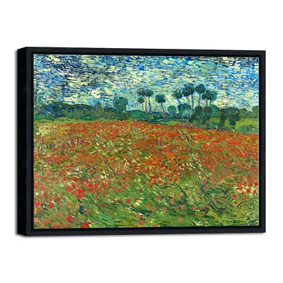 Black Framed Poppy Field June 1890 Canvas Print Van Gogh Painting Repro Wall Art • $27.11