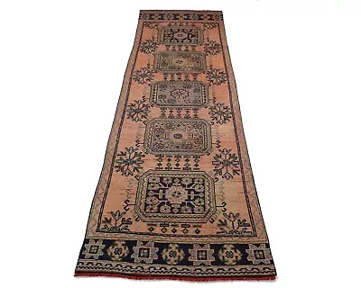 Long Vintage Turkish Boho Moroccan Tribal Southwestern Runner 3x11 Rug Carpet • £237.42