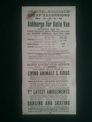 Old Steam Railway Poster Cheap Excursions By Lner To Ashburys For Belle Vue 1928 • £6.53