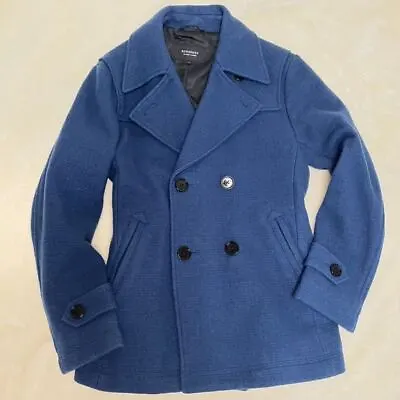 BURBERRY BLACK LABEL Men's Double Pea Coat Nova Check L Size Blue Used JPN • $287.76