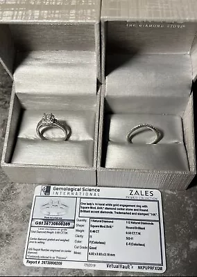 Zales 1 CT Princess-Cut Engagement Ring And Wedding Ring Band Set • $1500