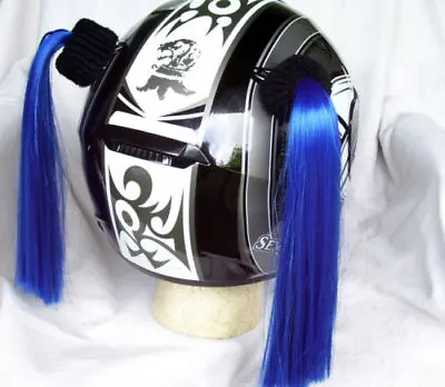 BLUE  Helmet Pigtails..(Pair) Motorcycle Bike .Helmet Hair  14  Each ... BLUE • $22.69